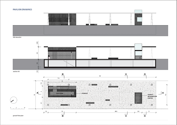  Digital Water Pavilion - Grundriss untere Ebene und Schnitte 